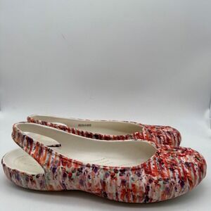 Crocs Women Ballet Flats Floral Print Slingback Comfort Shoes Size 10